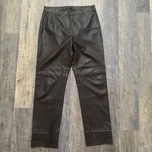 Donna Karan Brown Lambskin Leather Straight leg Pants